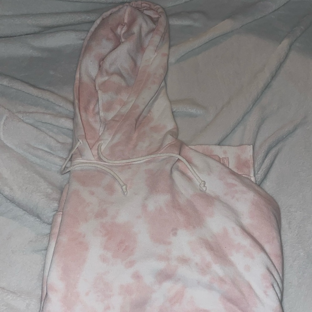 Pink and white tie dye hoodie